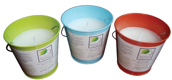Seasonal Trends Y2564 Candle with Handle Bucket, Bucket, Yellow/Blue/Orange, Citronella, 35 to 40 hrs Burn Time [SKU: ORG9850132]