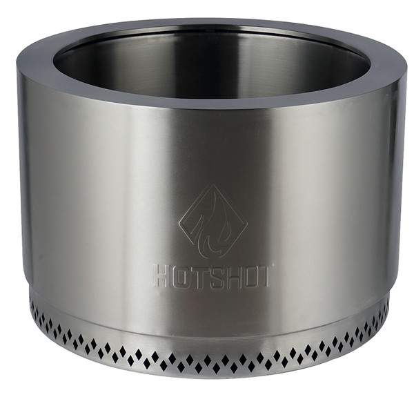 GHP Group Inc 52396 Fire Pit, 25 in OAW, 25 in OAD, 17 in OAH, Cylinder, Manual Ignition Ignition, Stainless Steel [SKU: ORG5636675]