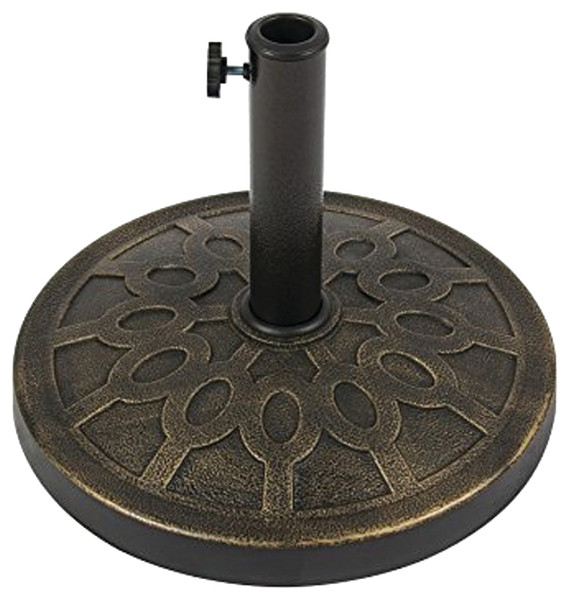 Seasonal Trends 69328 Umbrella Base, 17-1/2 in Dia, 13 in H, Round, Resin/Steel/Plastic, Bronze [SKU: ORG0872143]