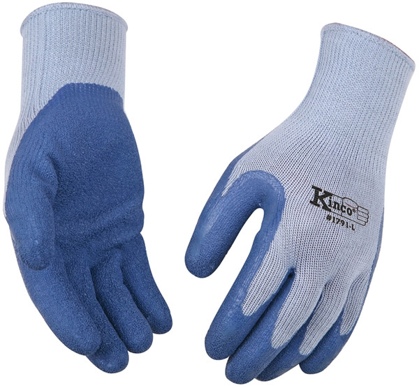 Kinco 1791-M Coated Gloves, Men's, M, 7 to 8 in L, Knit Wrist Cuff, Latex Coating, Cotton/Polyester Glove, Blue/Gray [SKU: ORG8634313]