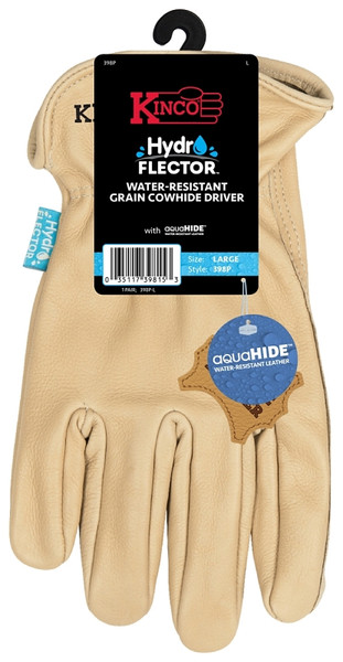 HYDROFLECTOR 398P-M Driver Gloves, Men's, M, Keystone Thumb, Easy-On Cuff, Cowhide Leather, Tan [SKU: ORG8634727]