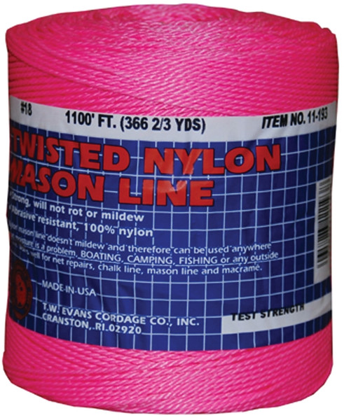 T.W. Evans Cordage 11-193 Mason Line, 1088 ft L Line, Pink Line [SKU: ORG8814535]