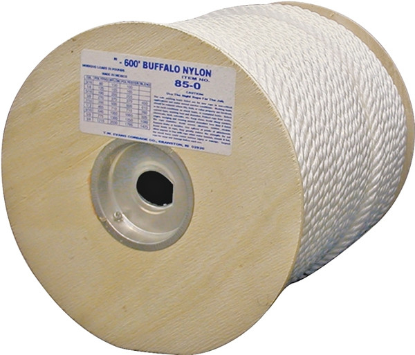 T.W. Evans Cordage 85-060 Rope, 5/16 in Dia, 600 ft L, 280 lb Working Load, Nylon, White [SKU: ORG9668609]