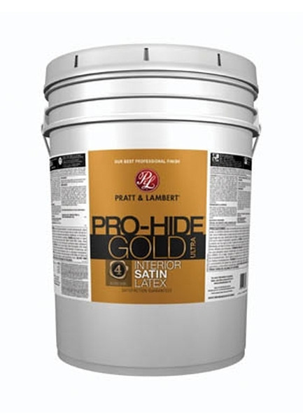 Pratt & Lambert Pro-Hide Gold Ultra Series 0000Z9483-20 Interior Paint, Satin, Neutral, 5 gal, Latex Base [SKU: ORG9686130]