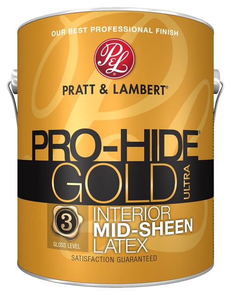 Pratt & Lambert Pro-Hide Gold Ultra Series 0000Z9589-16 Interior Paint, Mid, White, 1 gal, Latex Base [SKU: ORG7382666]
