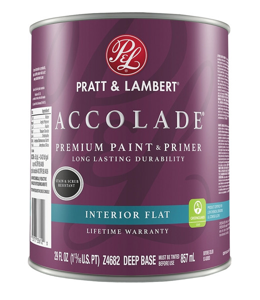 Pratt & Lambert Accolade 0000Z4682-14 Interior Paint, Flat, Deep, 29 oz, Resists: Scrub, Stain [SKU: ORG7382575]