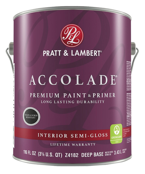 Pratt & Lambert Accolade 0000Z4182-16 Interior Paint, Semi-Gloss, Deep, 116 oz, Resists: Scrub, Stain [SKU: ORG2818540]