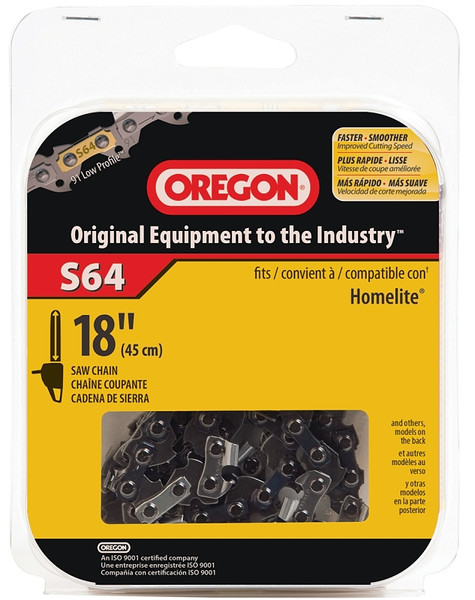 Oregon S64 Chainsaw Chain, 18 in L Bar, 0.05 Gauge, 3/8 in TPI/Pitch, 64-Link [SKU: ORG6859656]