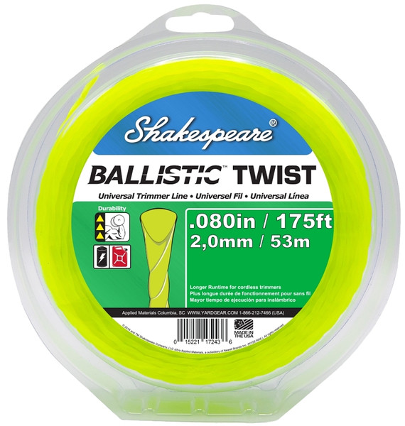 Shakespeare Ballistic 17243 Trimmer Twist Line, 0.08 in Dia, 175 ft L [SKU: ORG0317800]
