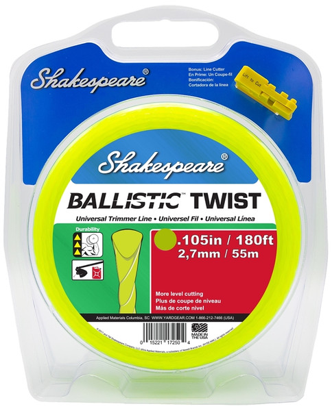 Shakespeare Ballistic 17250 Trimmer Twist Line, 0.105 in Dia, 180 ft L [SKU: ORG0317834]