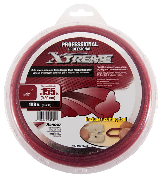 Arnold Xtreme Professional 490-030-0034 Trimmer Line, 0.155 in Dia, 109 ft L, Polymer, Maroon [SKU: ORG8927444]