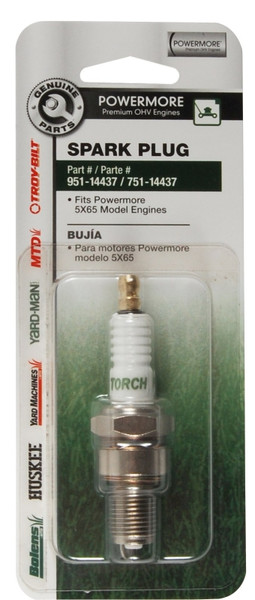Troy-Bilt 490-250-M014 Spark Plug, For: Troy-Bilt Powermore 5X65 140 cc, 159 cc, 196 cc Premium OHV Engine Push Mower [SKU: ORG1792811]
