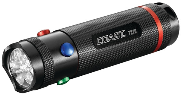 Coast TT77364CP Quad Color Flashlight, AAA Battery, Alkaline Battery, LED Lamp, 80 Lumens, Utility Fixed Beam, Black [SKU: ORG6530562]