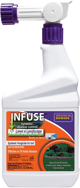 Bonide Infuse B70 150 RTS Lawn and Landscape Fungicide, Liquid, Latex, Yellow, 1 qt Container [SKU: ORG3072527]
