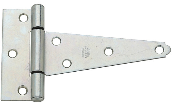 National Hardware N129-239 T-Hinge, 5-1/2 in W Frame Leaf, 1.993 in H Frame Leaf, Steel, Zinc, Tight Pin, 18 lb [SKU: ORG7176001]