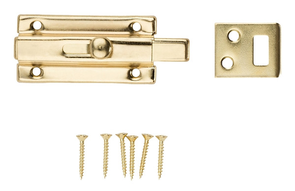 National Hardware V860 Series N152-850 Slide Bolt, Steel, Brass [SKU: ORG7157282]