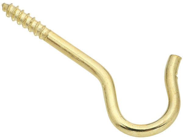 National Hardware V2666 Series N274-936 Ceiling Hook, 2-1/5 in L, Steel, Brass [SKU: ORG7180755]