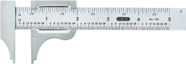 GENERAL 729 Slide Caliper, 0 to 4 in, SAE Graduation, Stainless Steel [SKU: ORG1545276]
