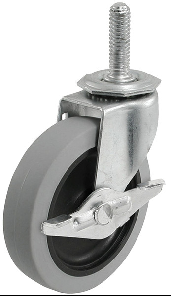 Shepherd Hardware 3266 Swivel Caster with Brake, 3 in Dia Wheel, 0.96 in W Wheel, TPR Wheel, Gray, 110 lb [SKU: ORG9714643]