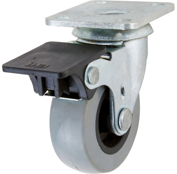 Shepherd Hardware G1 Series 3542 Swivel Caster with Brake, 2 in Dia Wheel, TPU Wheel, Gray, 88 lb [SKU: ORG4752606]