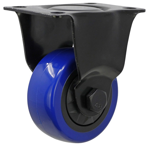Shepherd Hardware 3659 Rigid Caster, 3 in Dia Wheel, TPU Wheel, Black/Blue, 225 lb, Polypropylene Housing Material [SKU: ORG4752739]