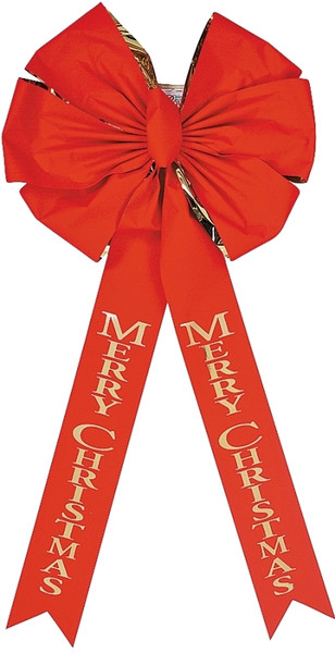 Holidaytrims 6016 Deluxe Outdoor Bow, 2 in H, Velvet, Gold/Red [SKU: ORG9611328]