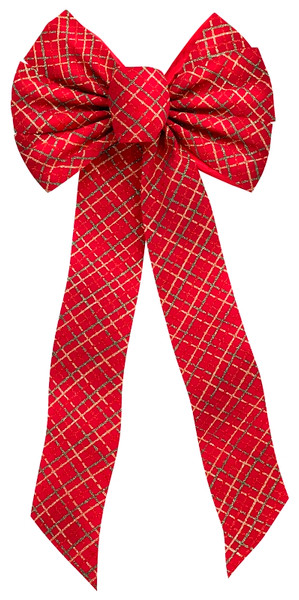 Holidaytrims 6061 Christmas Specialty Decoration, 1 in H, Glittering Bow Plaid, Velvet [SKU: ORG8198301]