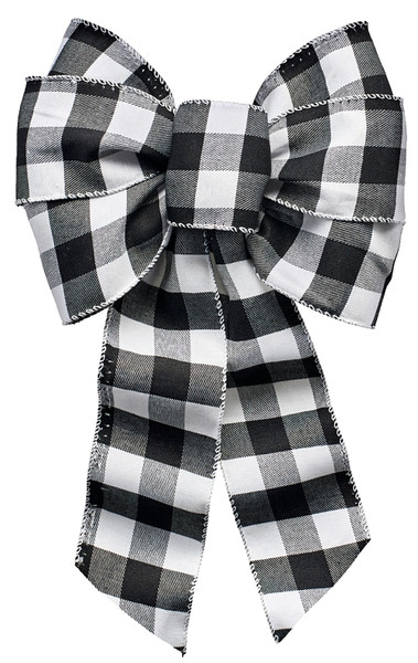 Holidaytrims 7444 Christmas Specialty Decoration, 1 in H, Bow Plaid, Fabric, Black/White [SKU: ORG7898539]