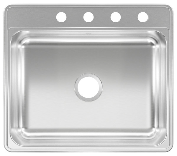 KINDRED CSLA2522-6-4N Sink, 4-Faucet Hole, 25 in OAW, 22 in OAH, Stainless Steel, Drop-In Mounting, 1-Bowl [SKU: ORG7398753]