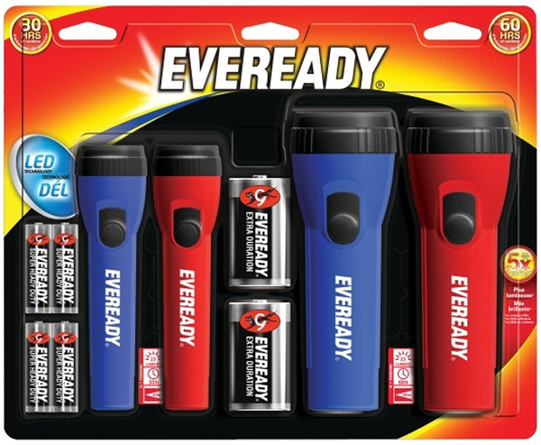 Eveready EVM5511S Flashlight, AA, D Battery, Alkaline Battery, LED Lamp, 8 Lumens Lumens, 125 hr Run Time [SKU: ORG7339799]