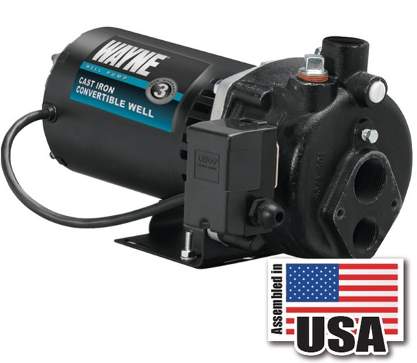 WAYNE CWS50 Jet Well Pump, 120/240 V, 0.5 hp, 1-1/4 in Suction, 3/4 in Discharge Connection, 90 ft Max Head, 408 gph [SKU: ORG6243554]