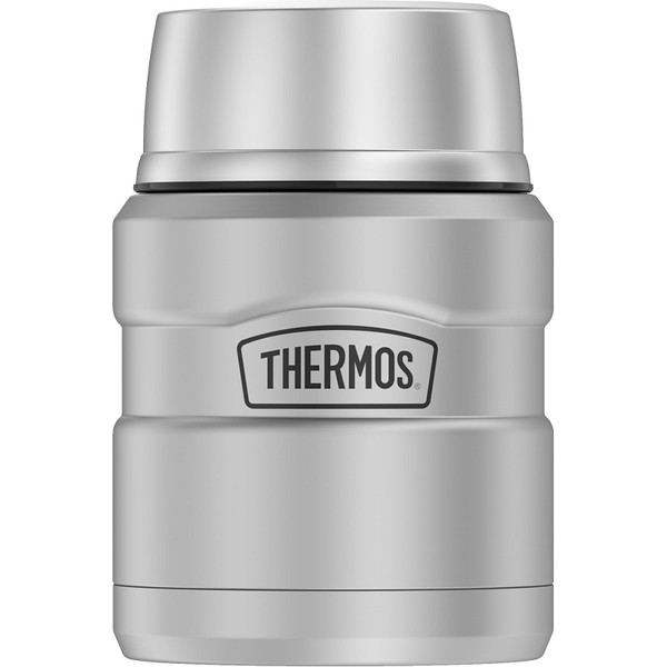 Thermos STAINLESS KING SK3000MSTRI4 Vacuum Insulated Food Jar with Foldable Spoon, 16 oz Capacity, Stainless Steel [SKU: ORG3897816]