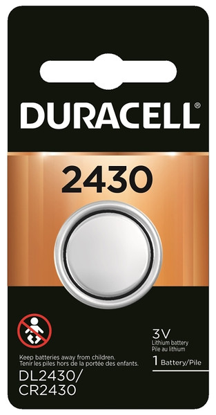 DURACELL DL2430BPK Battery, 3 V Battery, 270 mAh, CR2430 Battery, Lithium, Manganese Dioxide [SKU: ORG0150904]