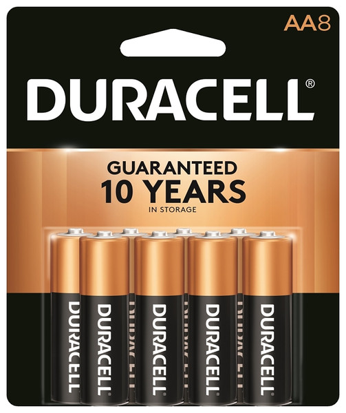 DURACELL COPPERTOP MN15B8ZTSS Battery, 1.5 V Battery, AA Battery, Alkaline, Manganese Dioxide [SKU: ORG2698827]