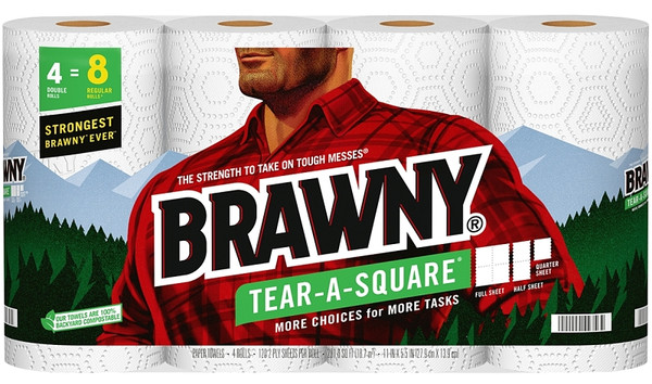 Brawny Tear-A-Square 44356 Paper Towel, 660 in L, 2-Ply [SKU: ORG7540784]