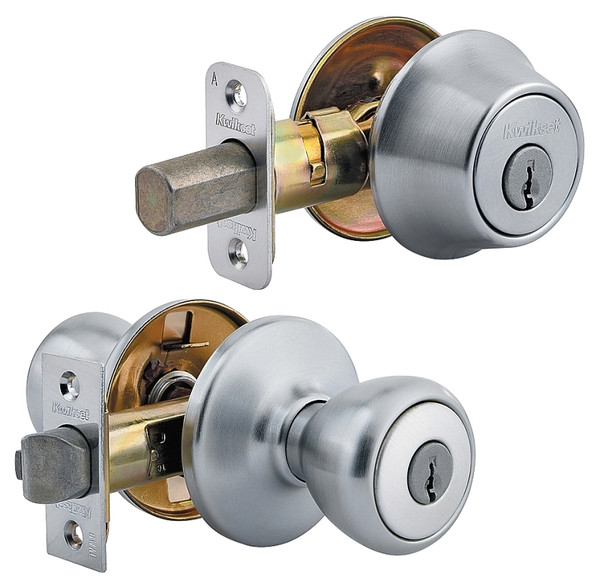 Kwikset 690T26DCP6ALRCSK6 Knob Lockset, 3 Grade, Keyed Key, Satin Chrome, 2-3/8 x 2-3/4 in Backset, K6 Keyway [SKU: ORG3458759]