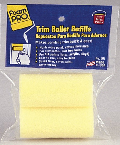 FOAMPRO 5R Trim Roller Refill, 1-3/8 in Thick Nap, 3 in L, Foam Cover [SKU: ORG1899905]