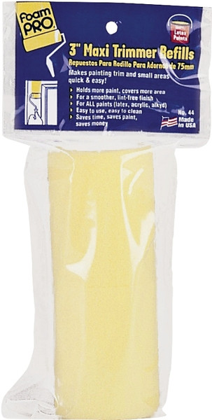 FOAMPRO 44 Trim Roller Refill, 3/8 in Thick Nap, 3 in L, Foam Cover [SKU: ORG5126420]