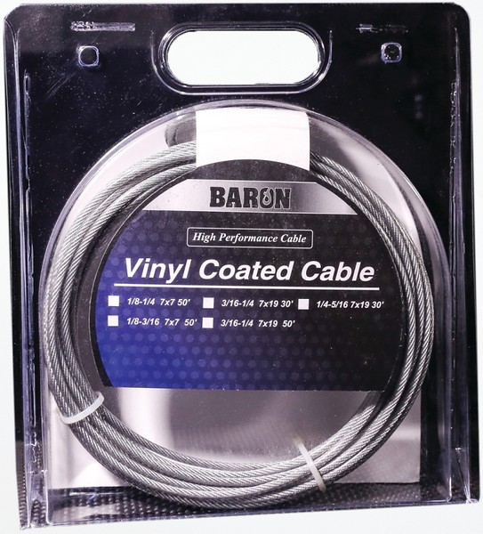 BARON 03205 Aircraft Cable, 3/16 to 1/4 in Dia, 50 ft L, 740 lb Working Load, Galvanized Steel [SKU: ORG3032711]
