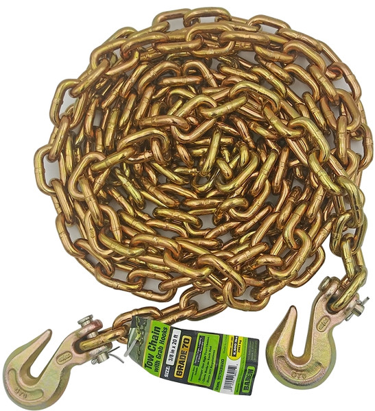 BARON TC703820 Tow Chain, 3/8 in Trade, 20 ft L, 70 Grade, 6600 lb Working Load, Gold Zinc [SKU: ORG2892131]