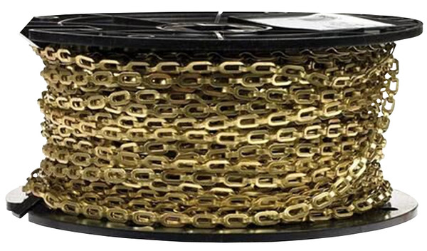 BARON 7183 Sash Chain, #1/0, 200 ft L, Steel, Brass [SKU: ORG7232614]
