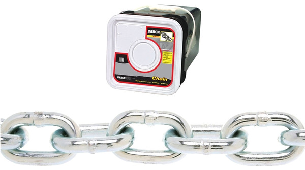 BARON PC3014SP Proof Coil Chain, 1/4 in, 100 ft L, 30 Grade, Steel, Zinc [SKU: ORG3032752]