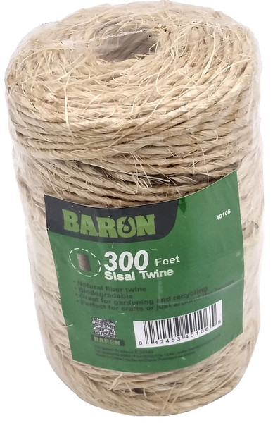 BARON 40106 Twine, 1/8 in Dia, 300 ft L, 7 lb Working Load, Natural Fiber, Brown [SKU: ORG7458953]