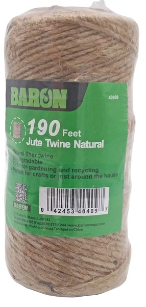 BARON 40409 Twine, 1/8 in Dia, 190 ft L, 7 lb Working Load, Natural Fiber, Brown [SKU: ORG7458995]