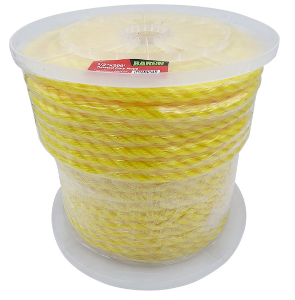 BARON 54610 Rope, 1/2 in Dia, 200 ft L, Polypropylene, Yellow [SKU: ORG4694535]