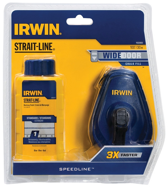IRWIN 1932883 Speedline Chalk Reel, 100 ft L Line, Gear Rewind, 3:1 Gear Ratio [SKU: ORG7059181]