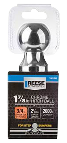 REESE TOWPOWER 74013 Hitch Ball, 1-7/8 in Dia Ball, 3/4 in Dia Shank, 2000 lb Gross Towing, Steel [SKU: ORG0070391]