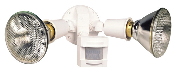 Heath Zenith HZ-5408-WH Motion Activated Security Light, 120 V, 300 W, 2-Lamp, Incandescent Lamp, White Light [SKU: ORG6964498]