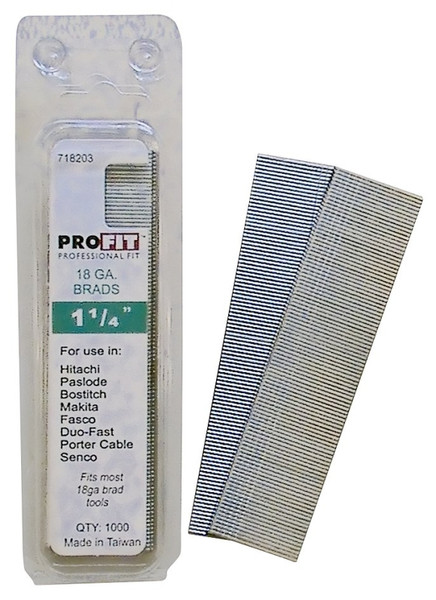 ProFIT 0718203 Finish Nail, 1-1/4 in L, 18 Gauge, Steel, Electro-Galvanized, Brad Head, Smooth Shank [SKU: ORG1999796]