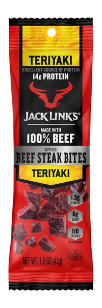 Jack Link's 10000025235 Beef Steak Bite, Teriyaki Flavor, 1.5 oz Pack [SKU: ORG4619011]